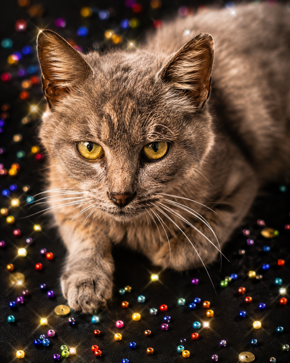 Feral cat portrait with tender mood