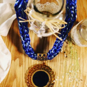 Blue Braided Cord Necklace