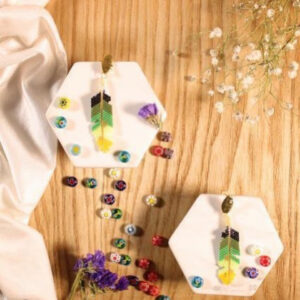 Beaded Feather Earrings